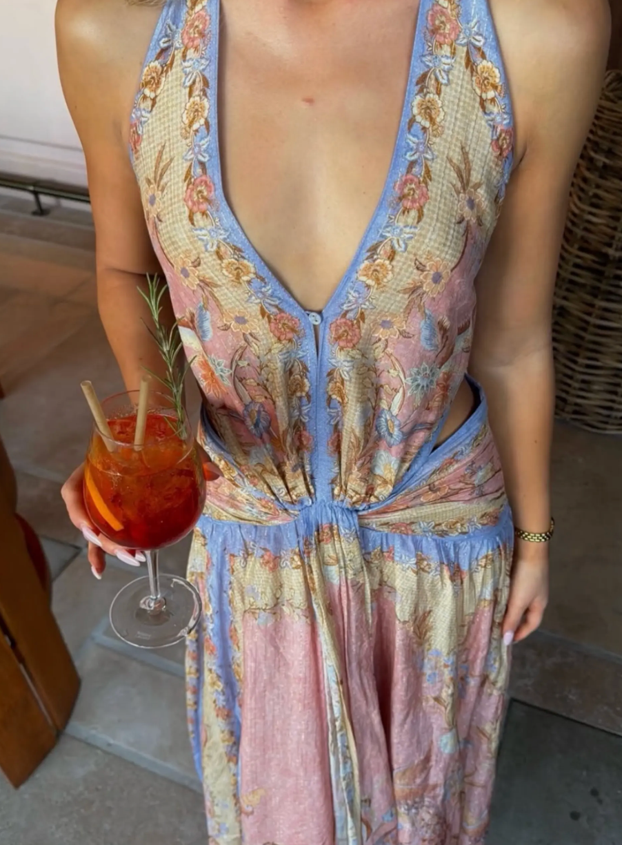 Indra Plunge Halter Maxi Dress