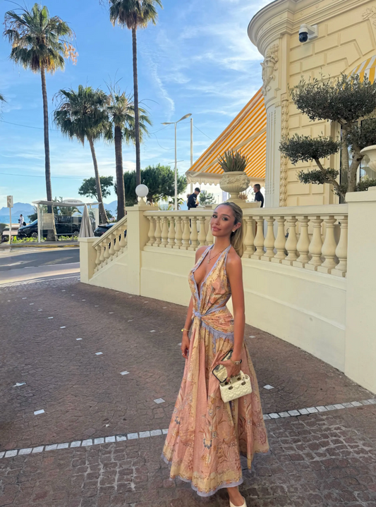 Zimmermann Indra Plunge Halter Maxi Dress
