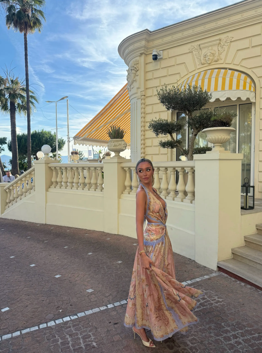 Indra Plunge Halter Maxi Dress